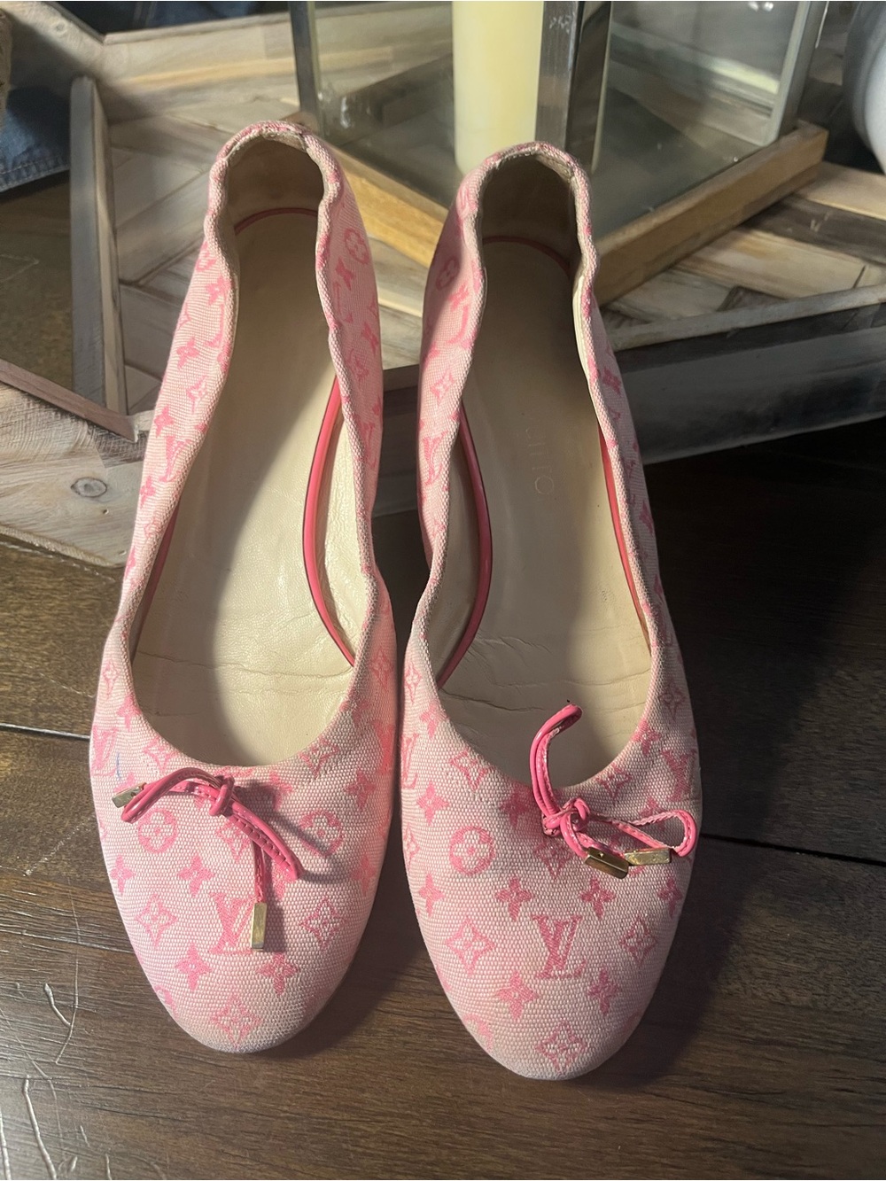 Vintage Louis Vuitton Pink canvas Monogram Ballet Flats size 39 made in Italy